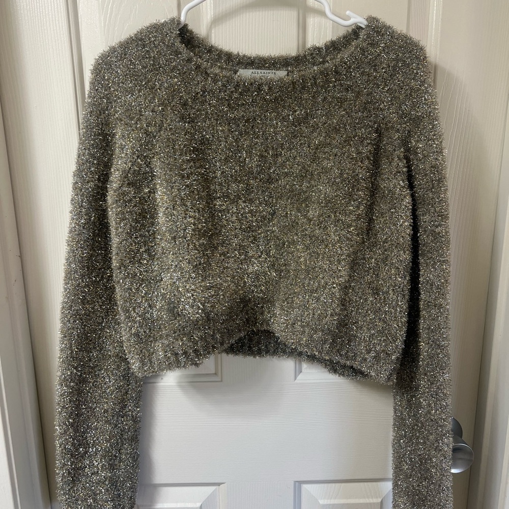 All Saints Metallic Gray Sweater
